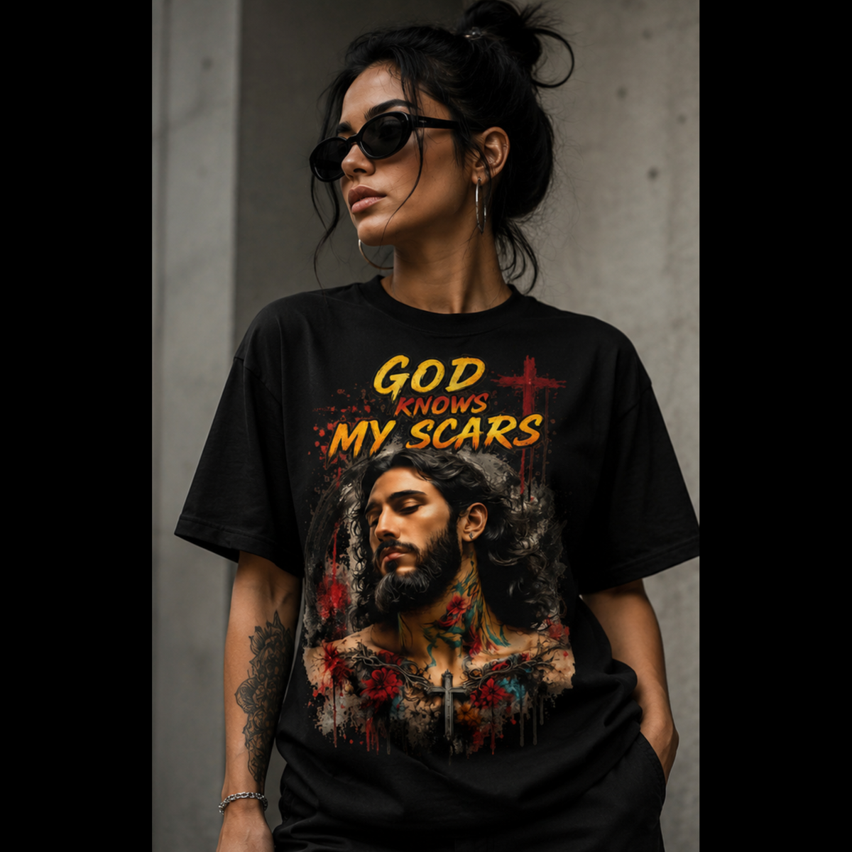 God Knows My Scars T-Shirt | Faith Streetwear Shirt