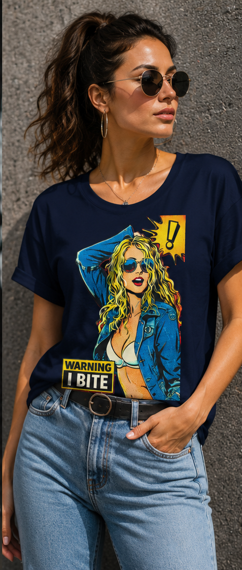 Warning I Bite, Women's Relaxed T-Shirt