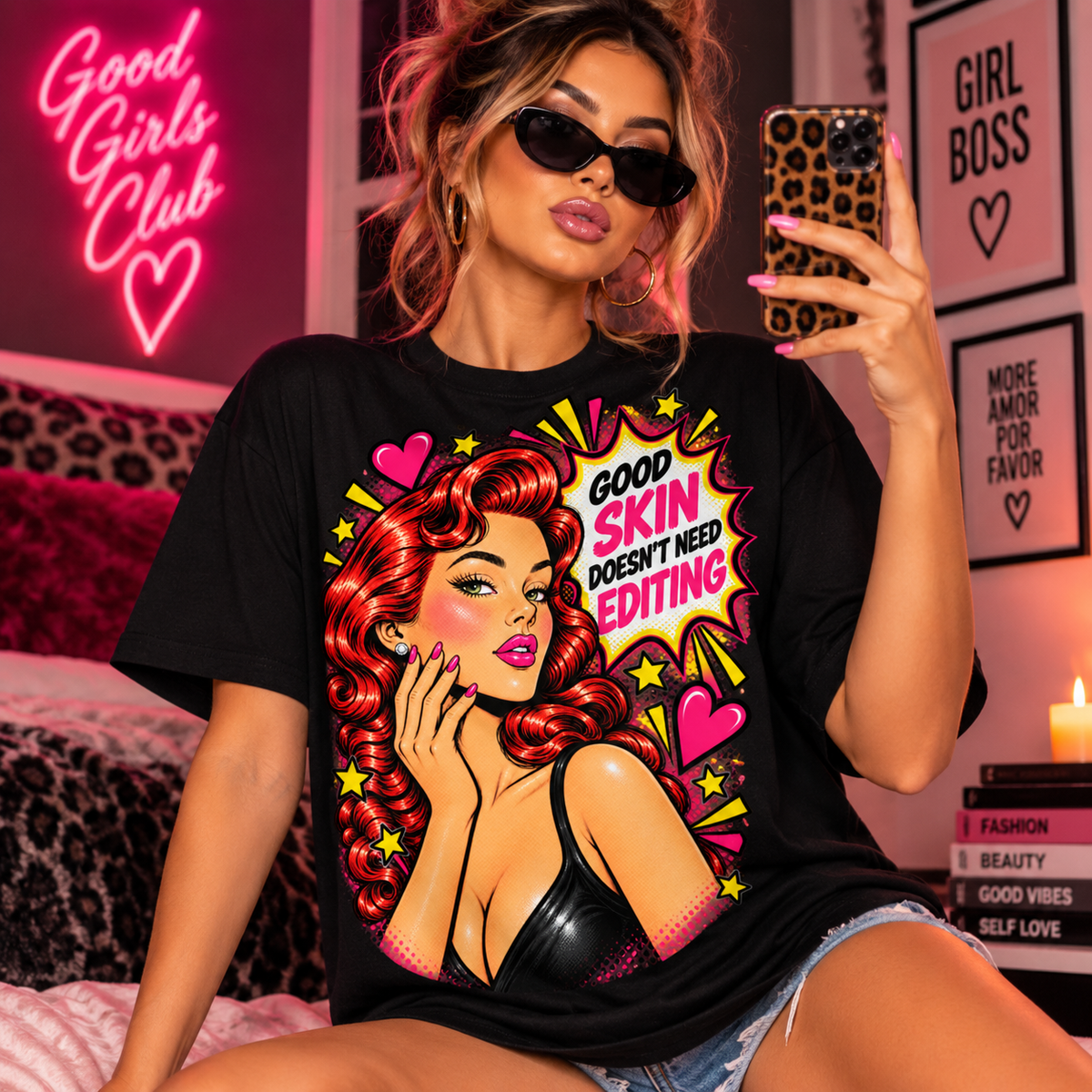 Good Skin Doesn’t Need Editing T-Shirt – Funny Skincare Graphic Tee for Women