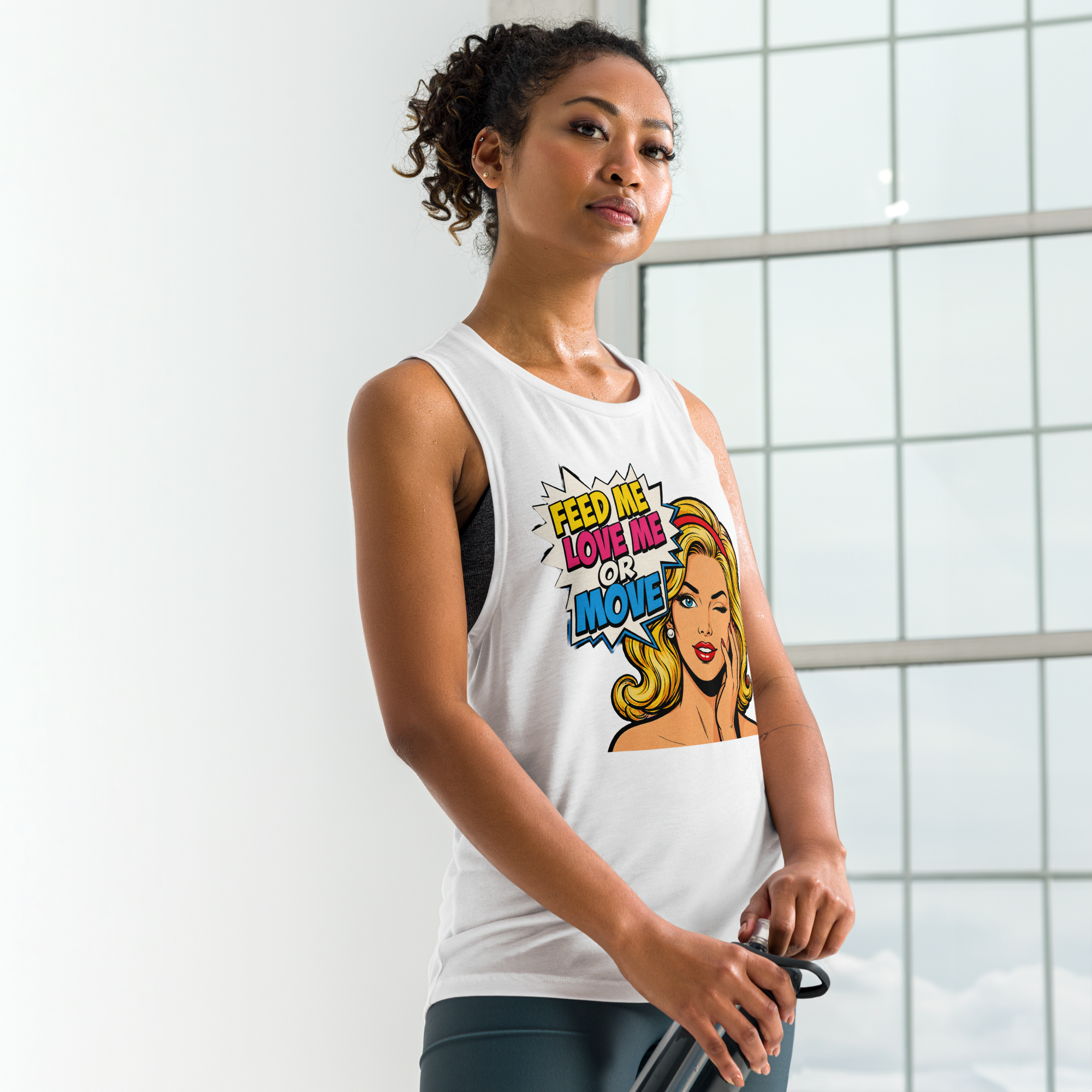 Feed Me Love Me or Move | Pop Art Comic - Muscle Tank