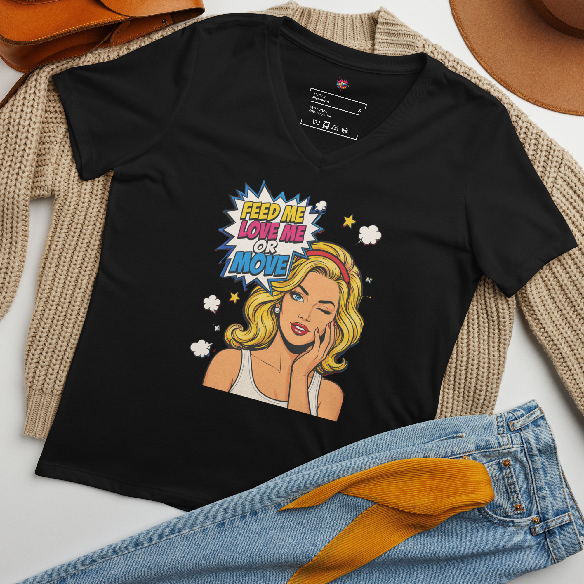 Feed Me Love Me or Move - V-Neck T-Shirt
