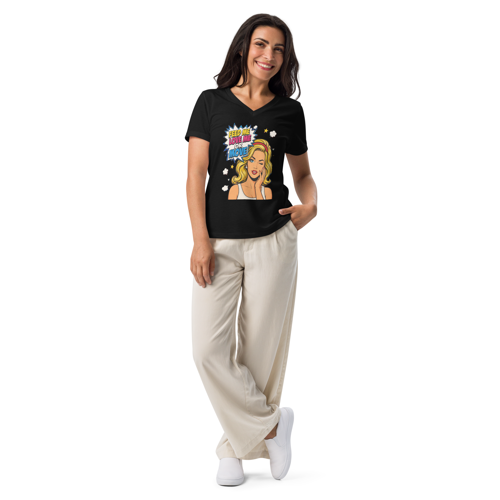Feed Me Love Me or Move - V-Neck T-Shirt