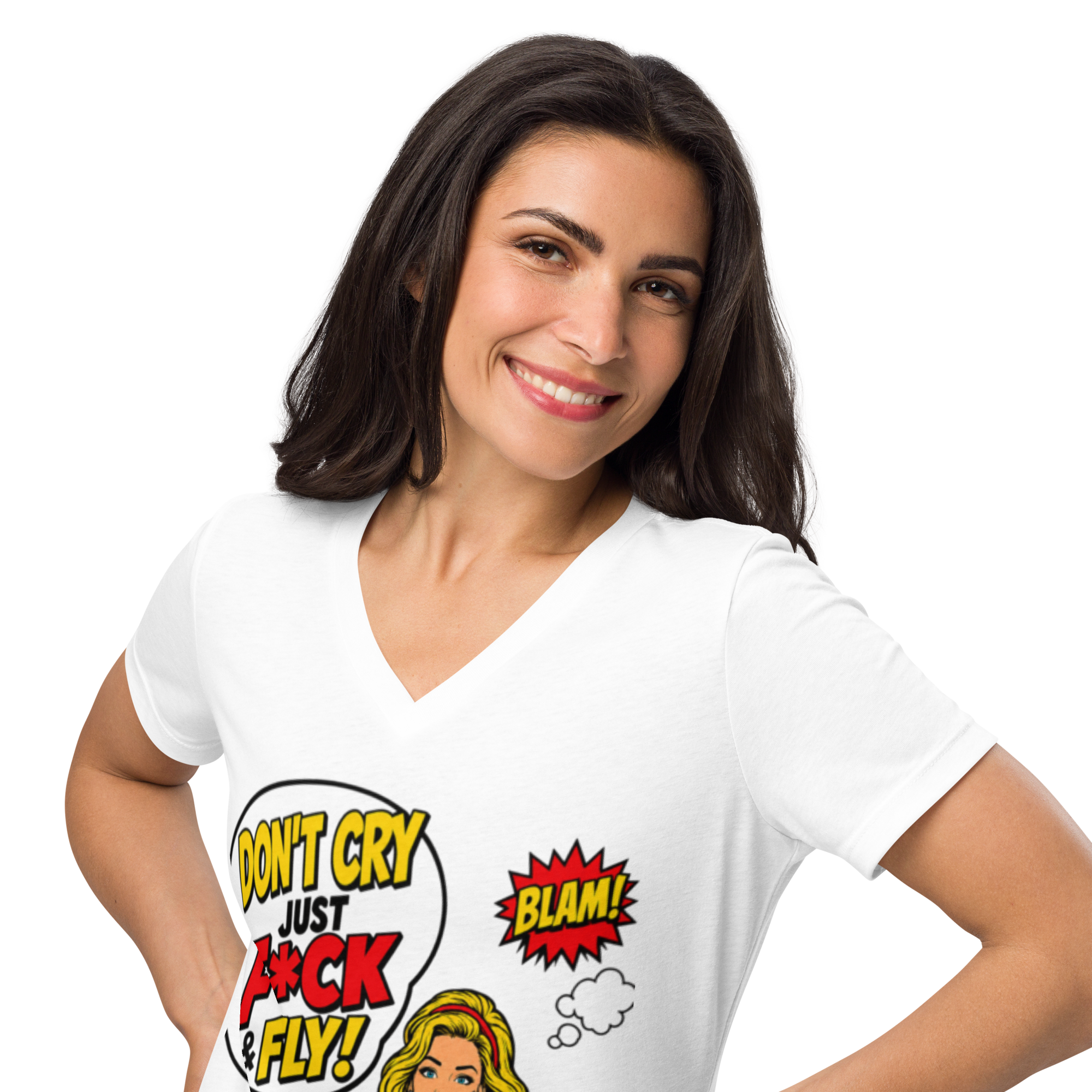 Don't Cry Just F@ck &  Fly -V-neck t-shirt