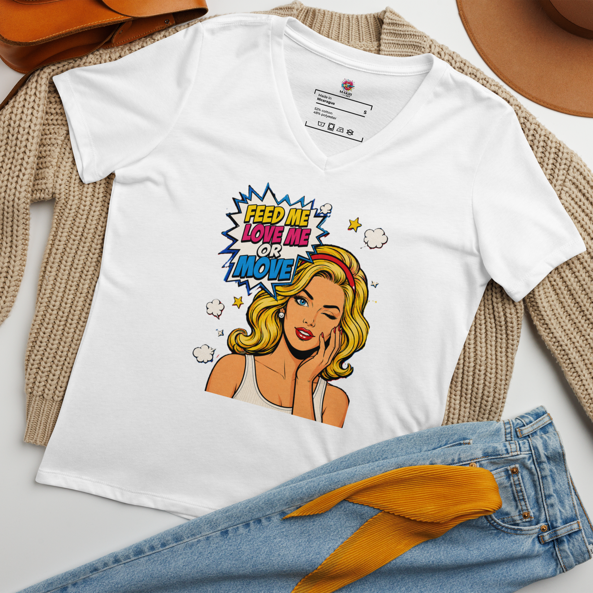 Feed Me Love Me or Move - V-Neck T-Shirt