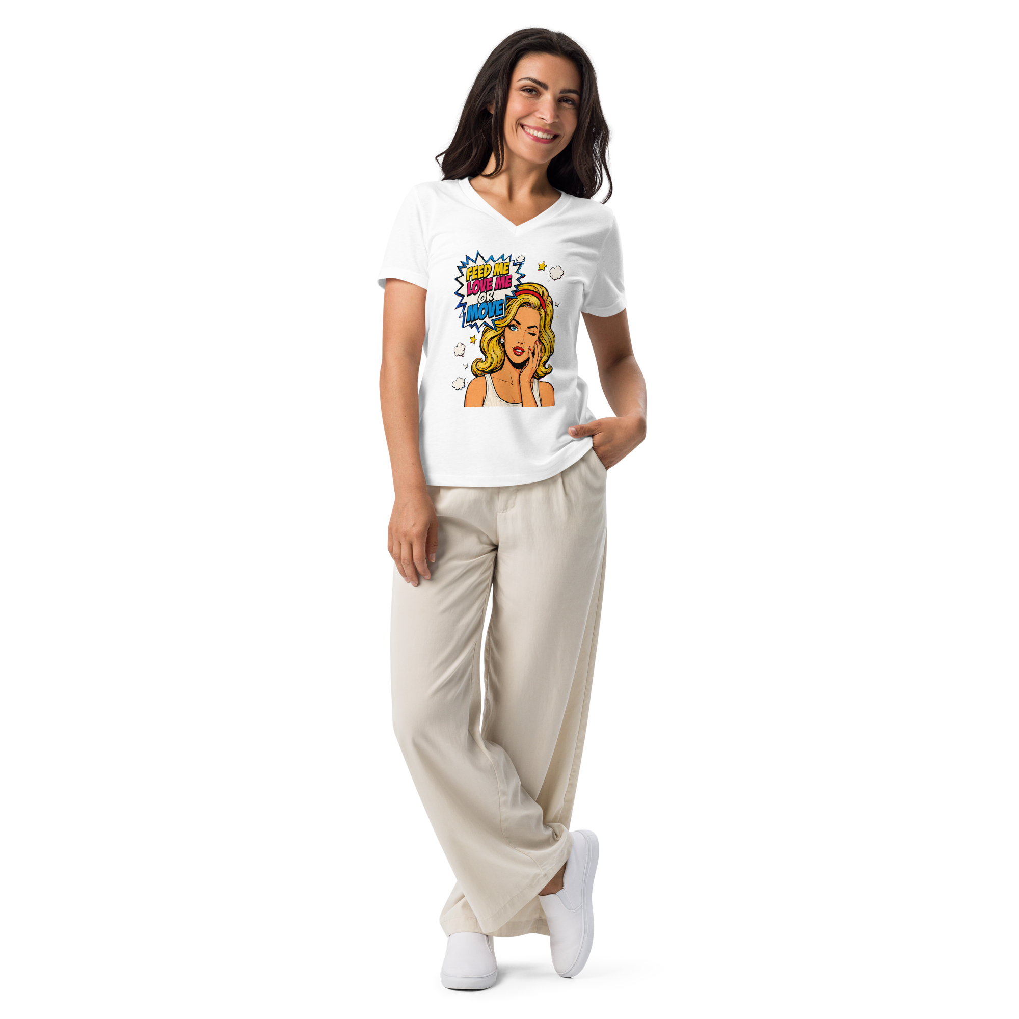 Feed Me Love Me or Move - V-Neck T-Shirt