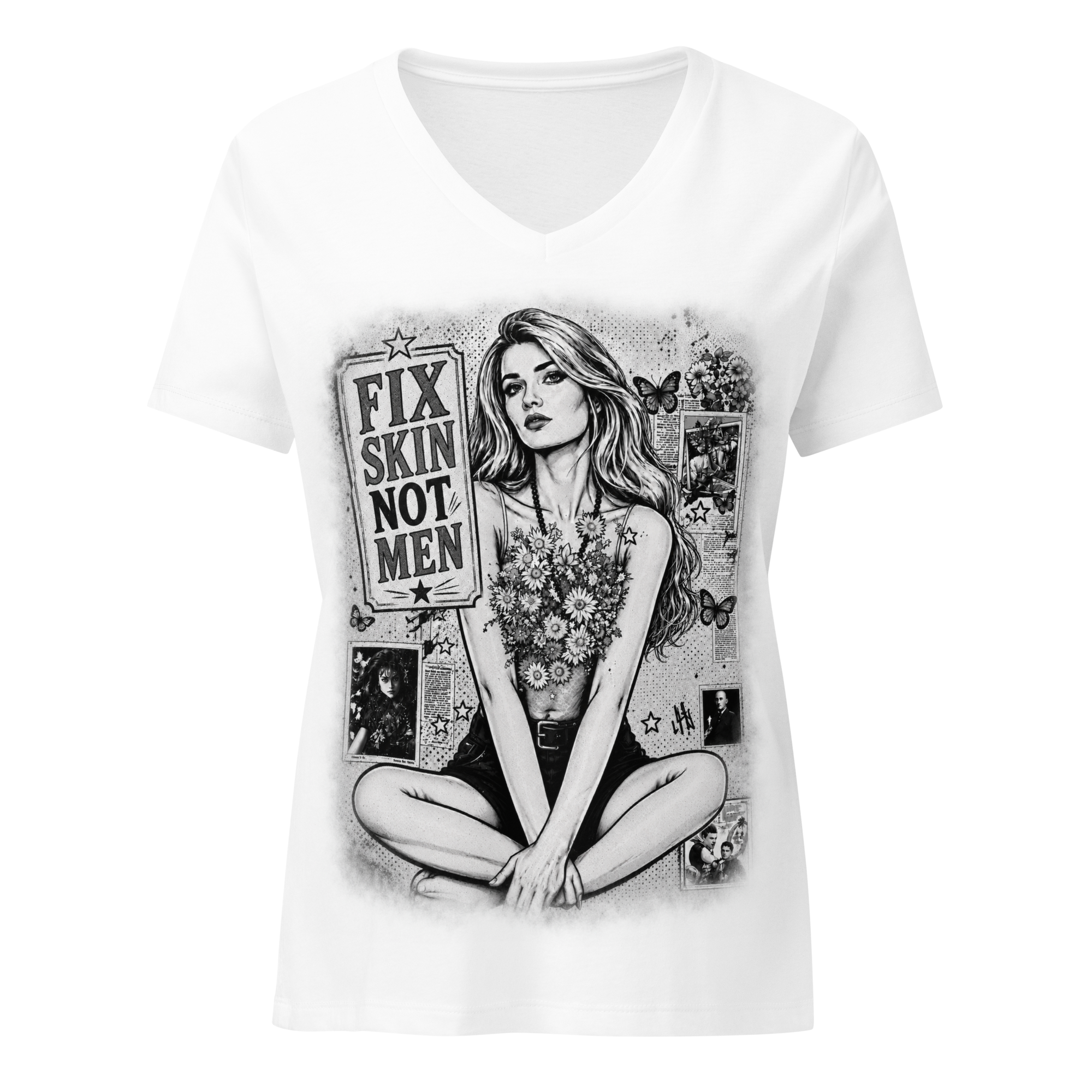 Fix Skin Not Men - Women’s relaxed v-neck t-shirt
