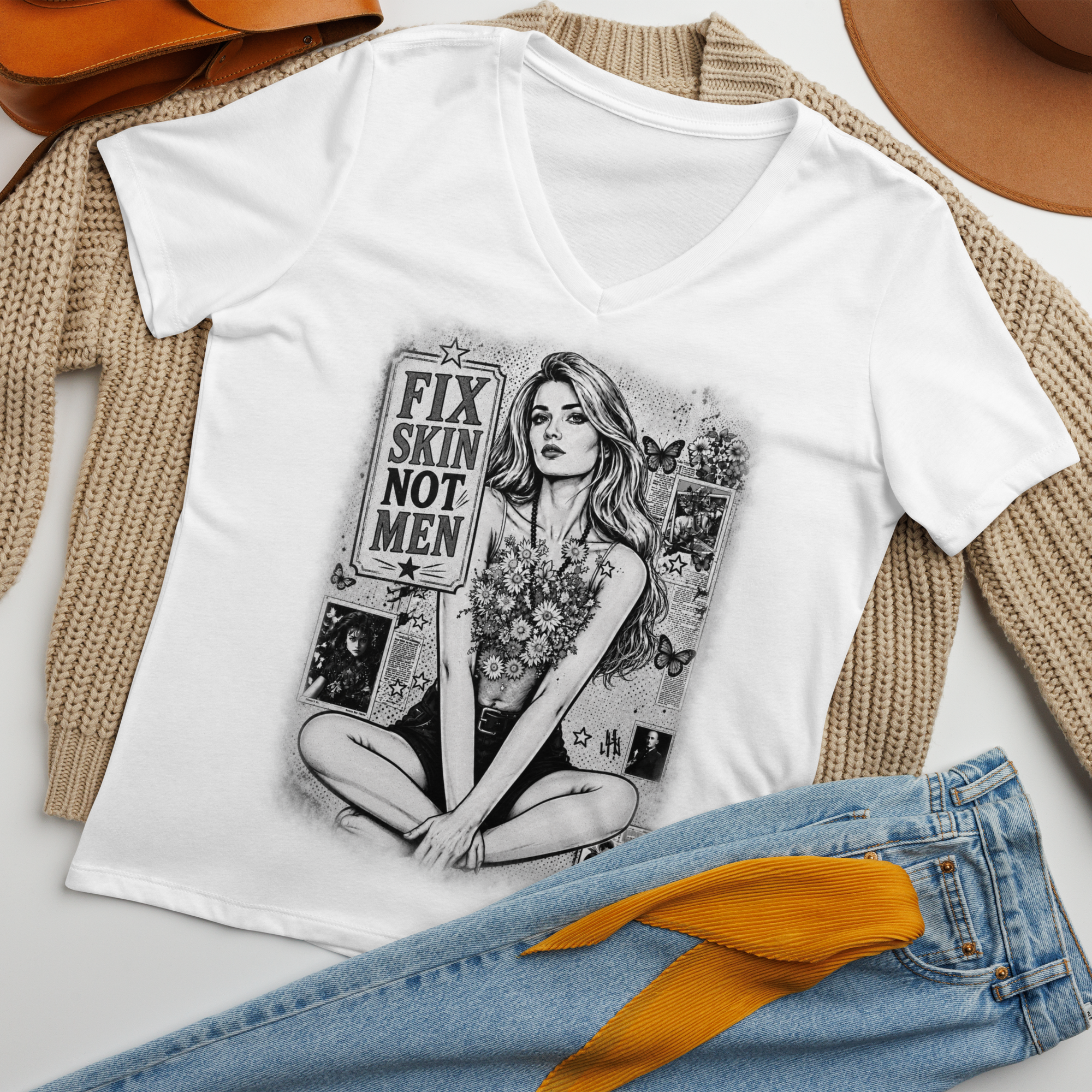 Fix Skin Not Men - Women’s relaxed v-neck t-shirt